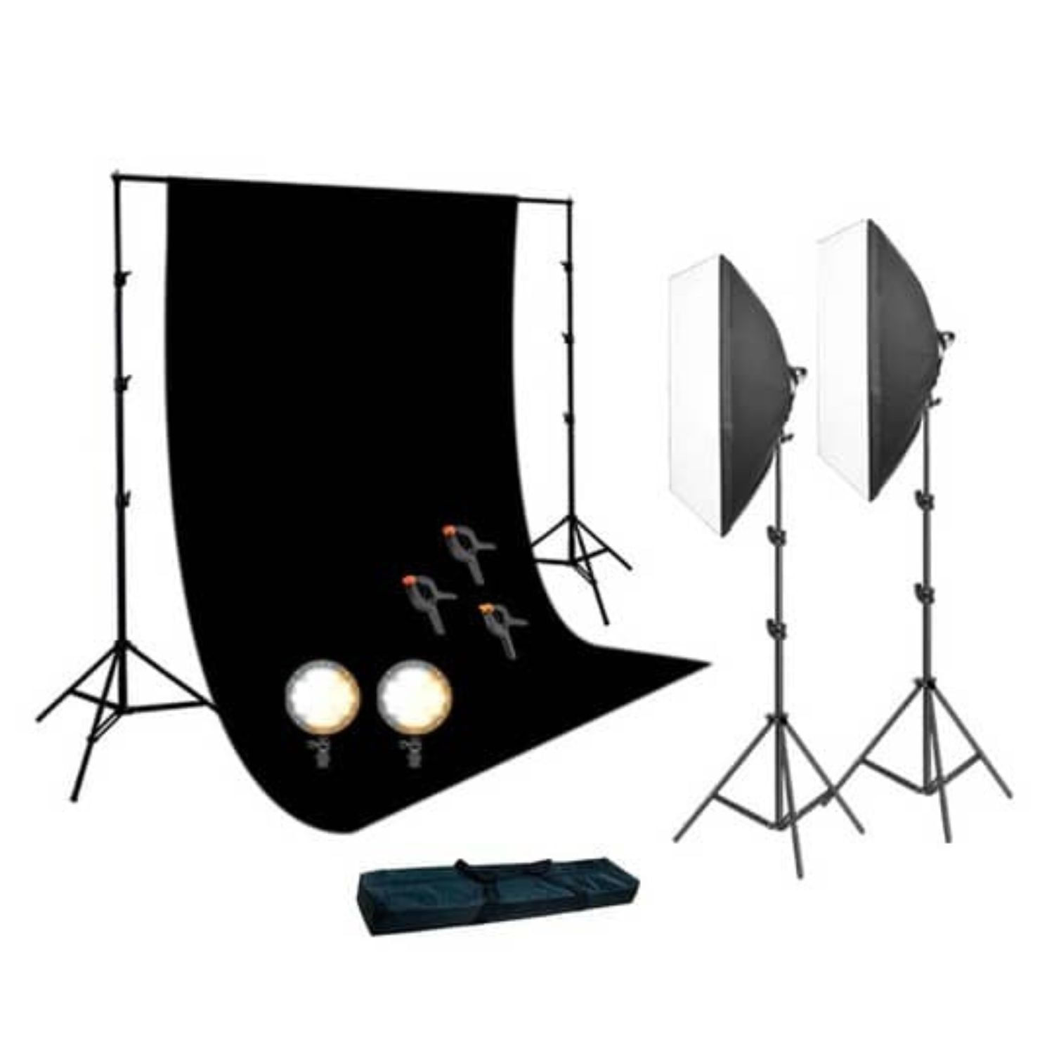 Kit fondo de tela muselina negro + Kit de luces LED - Weifeng