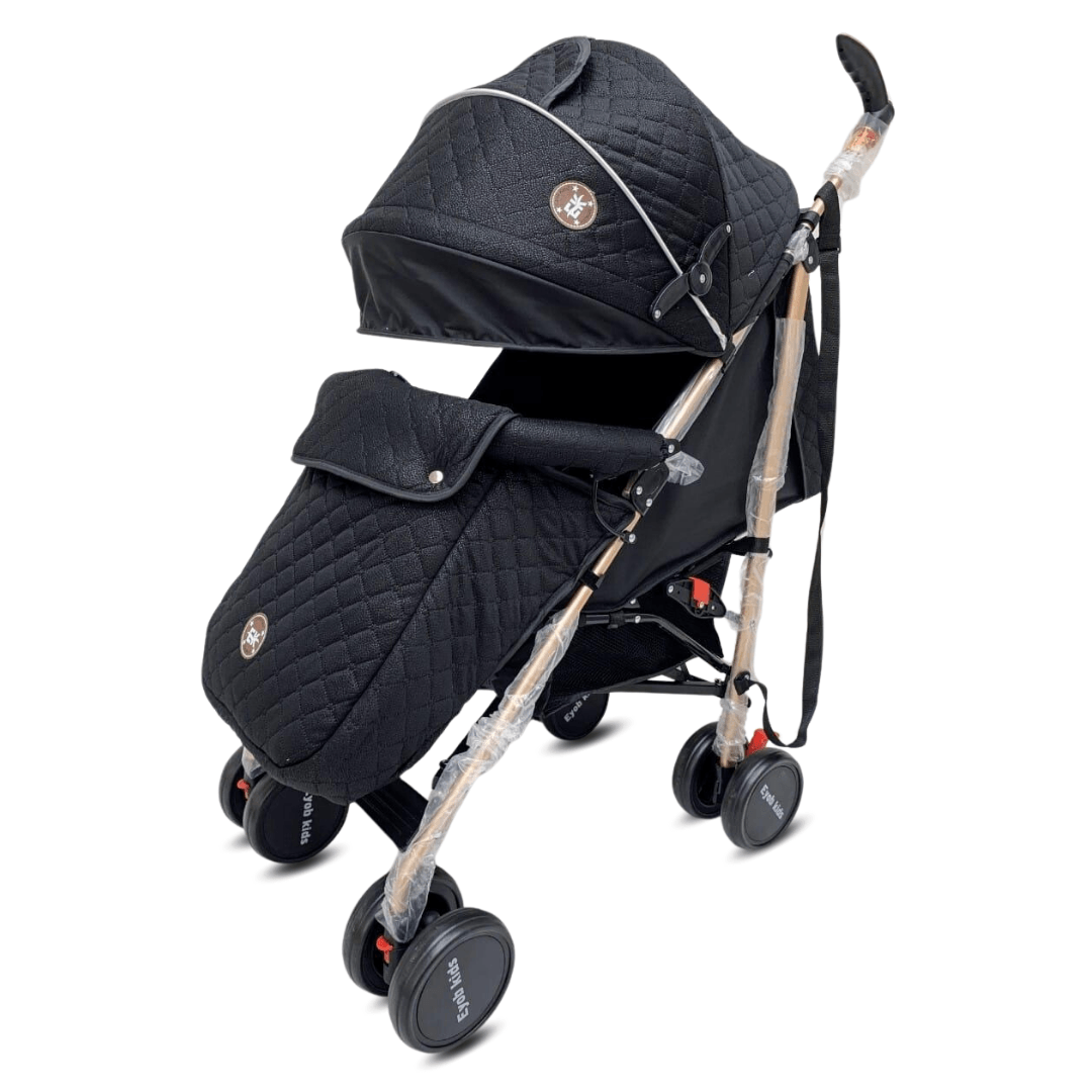 Coche de bastón Eyob Kids Isabel Pro, 25 kg, confort, cubrepies acolchonado, negro