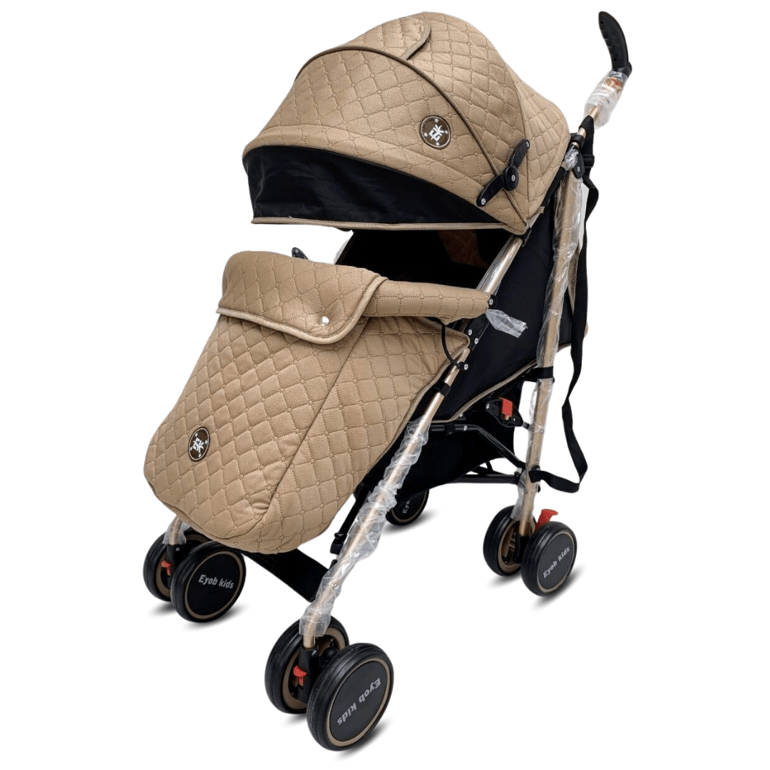 Coche de bastón Eyo Kids Isabel Pro, asiento reclinable, arnés de seguridad, beige