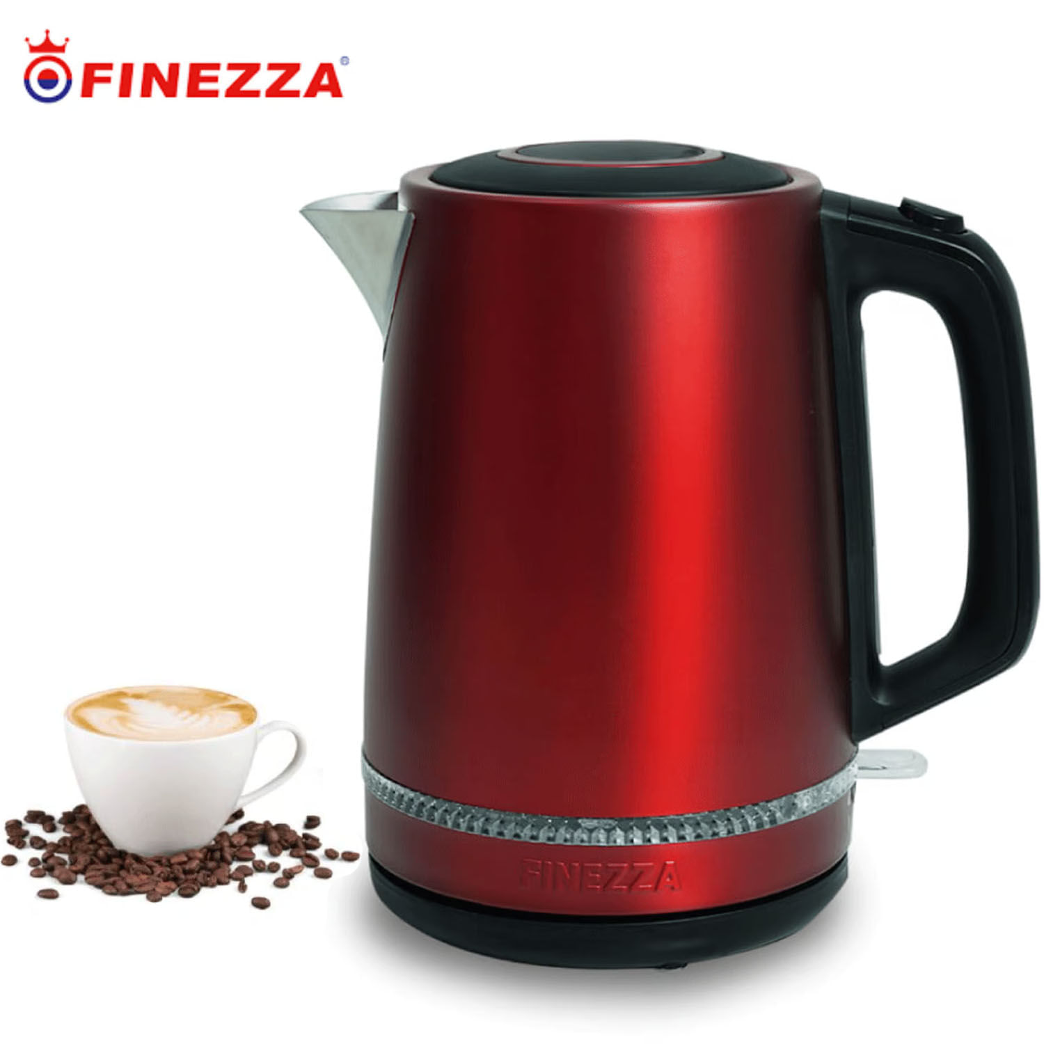 Imagen 2 del producto Hervidor eléctrico Finezza CK-678HA 2200W, 2 litros, acero inoxidable, rojo