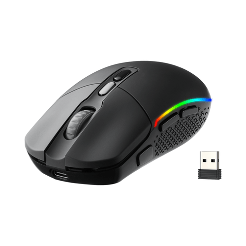 Mouse Redragon Invader M719RGB-PRO inalámbrico, USB-C, 10000 DPI, 8 botones, iluminación RGB, negro