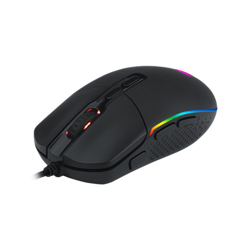 Mouse gamer Redragon Invader M719-RGB alámbrico, USB, 10000 DPI, 8 botones, iluminación RGB, negro