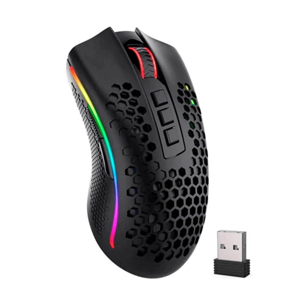 Mouse Redragon Gamer M808-KS Storm Pro, 16000 DPI, USB-C, inalámbrico, 8 botones, negro