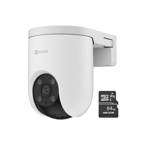 Cámara de seguridad Ezviz H8C, 3K 5MP, exterior 360° + Micro SD 64GB, blanco