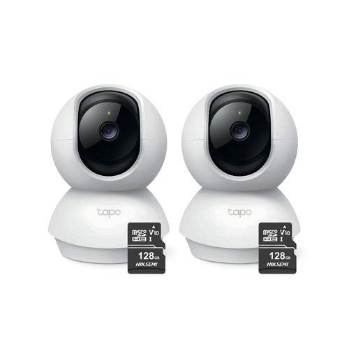 Kit de 2 cámaras de seguridad Tapo C200, H.264 + Micro SD 128GB, blanco