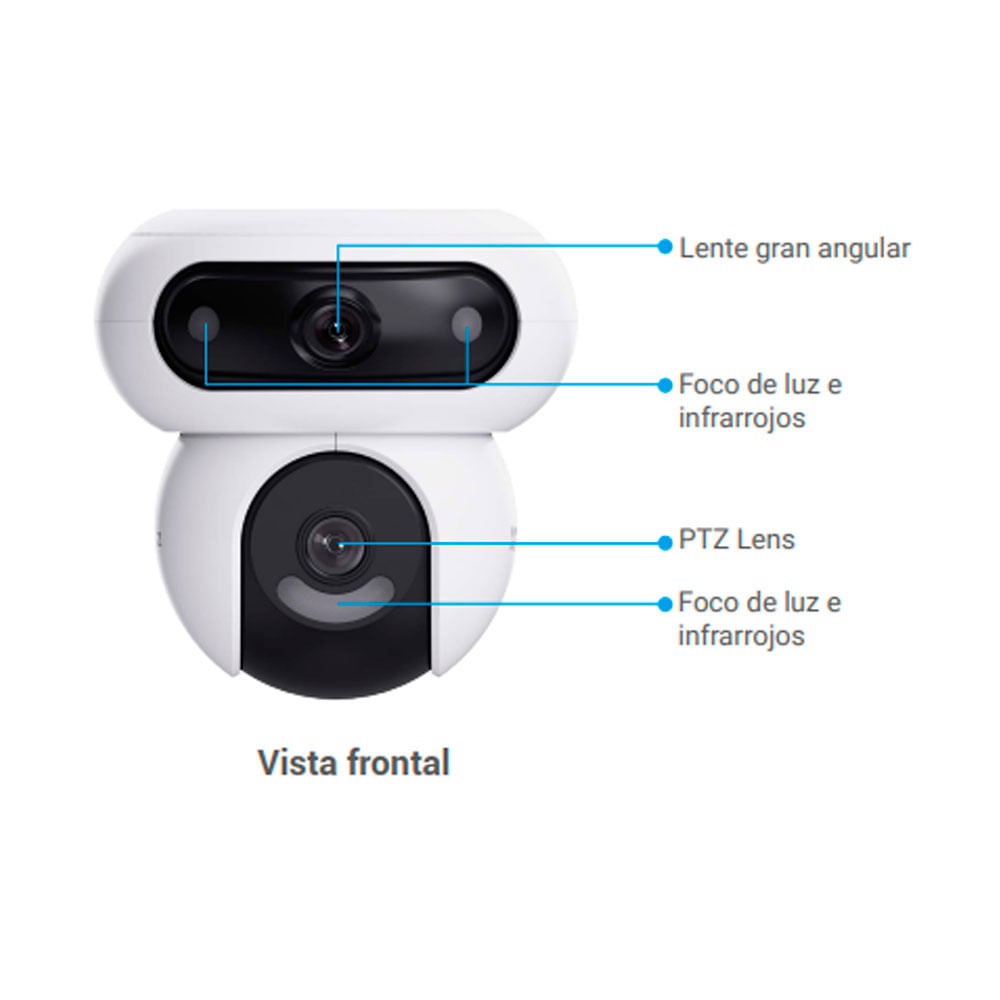 Imagen 2 del producto Cámara de seguridad Ezviz CS-H90-R100-8H44WKFL 360°, lentes dual 2K+, visión nocturna