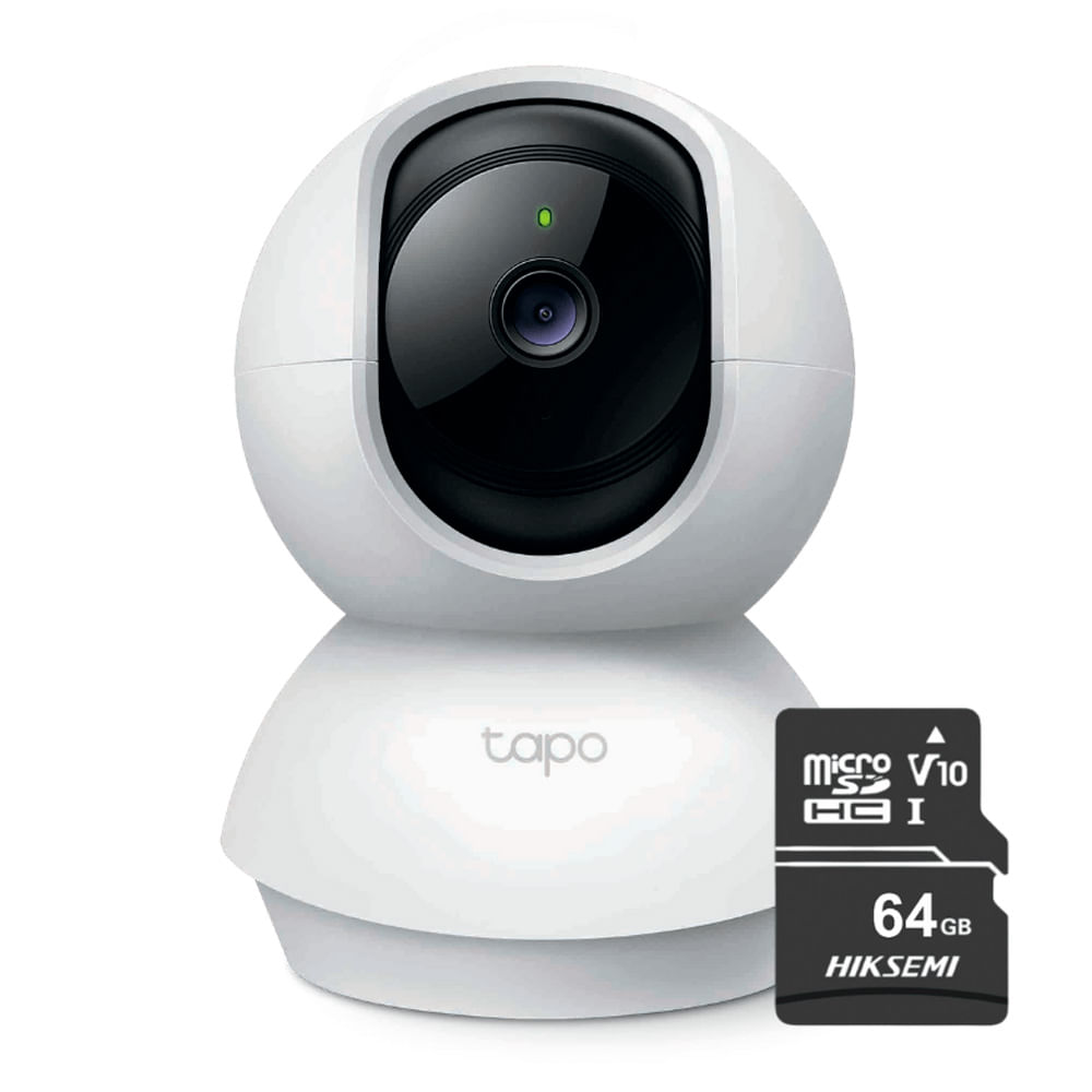 Cámara de seguridad Tapo C200 Full HD, visión nocturna + Micro SD 64GB, blanco