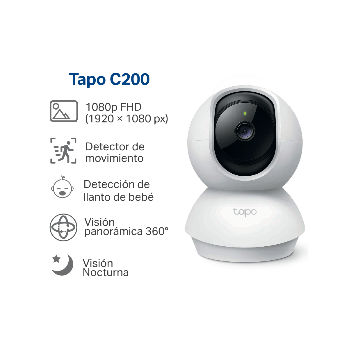 Imagen 2 del producto Cámara de seguridad Tapo C200 Full HD, visión nocturna + Micro SD 64GB, blanco