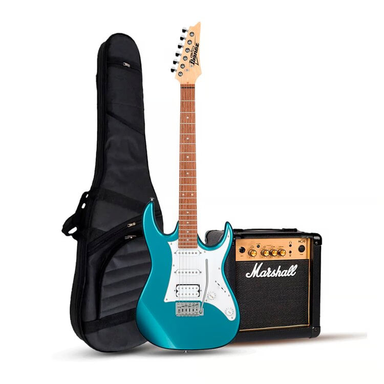 Imagen 1 del producto Guitarra eléctrica Gio GRX40 metallic light blue + Marshall 10W, azul