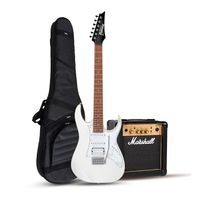 Guitarra eléctrica Gio GRG140, mástil maple + Marshall 10W, blanco