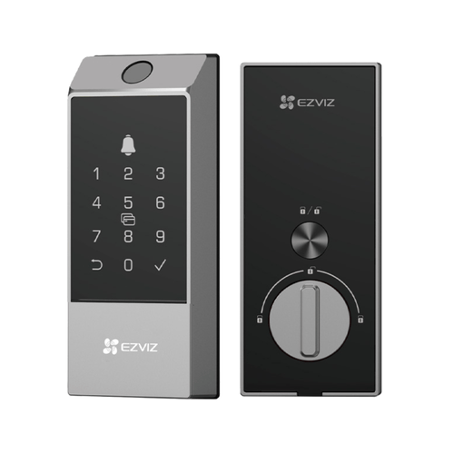 Cerradura inteligente Ezviz  DL04 PRO, desbloqueo remoto y huella, batería IP54, negro
