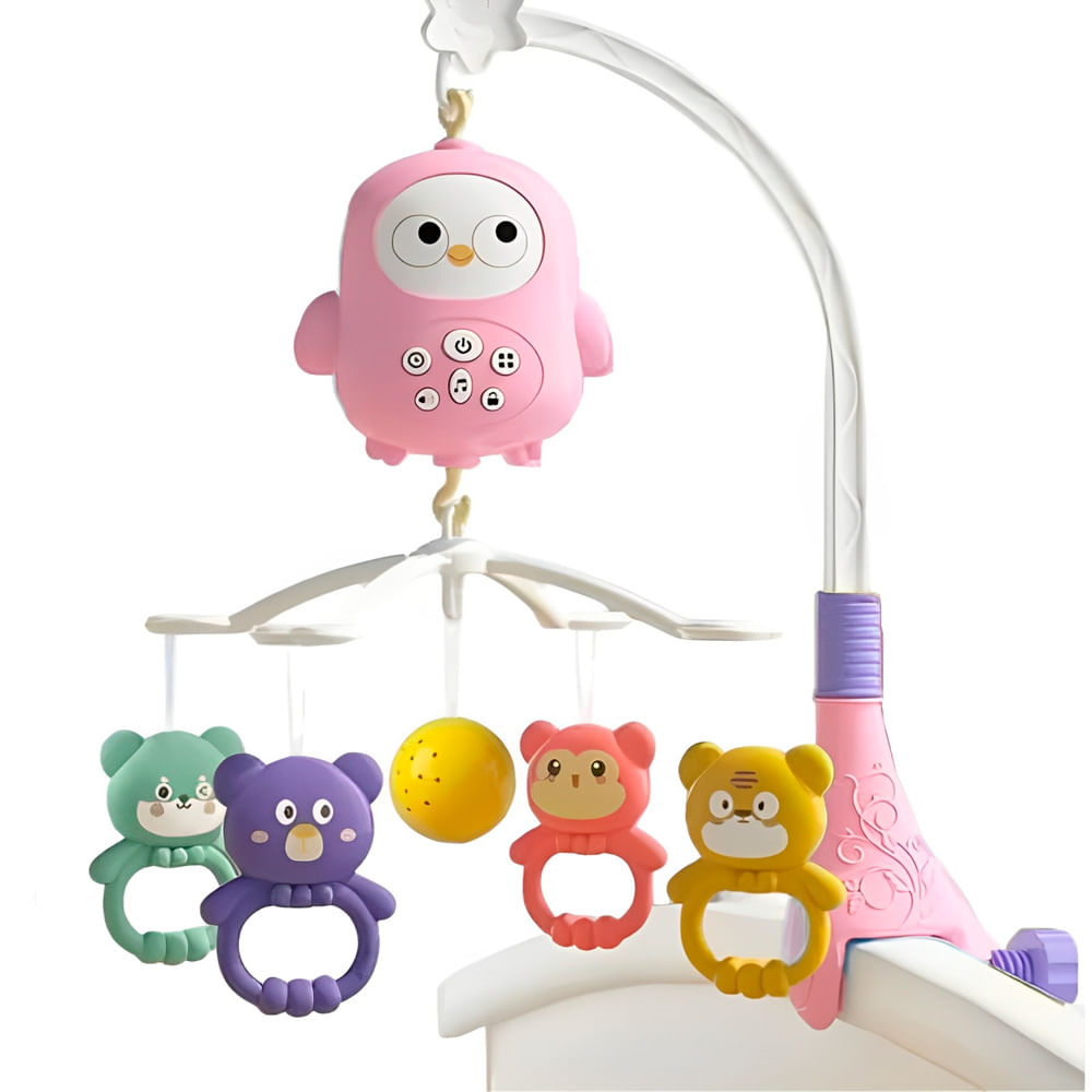 Móvil para cuna aves con luces y sonidos, rosado - 368-20
