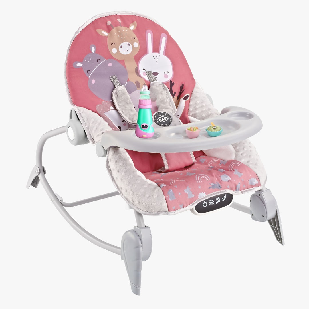 Imagen 2 del producto Silla mecedora Bouncer Baby Cam, táctil, mesa de comer, rosado