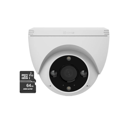 Cámara de seguridad Ezviz H4 2K, para exterior, visión nocturna + Micro SD 64GB, blanco