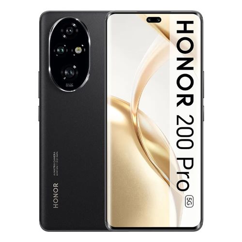 Celular Honor 200 Pro 512GB, 12GB RAM, cámara principal 50MP + 50MP + 12 MP, frontal 50MP, 6.78", negro + Cargador/Case de regalo
