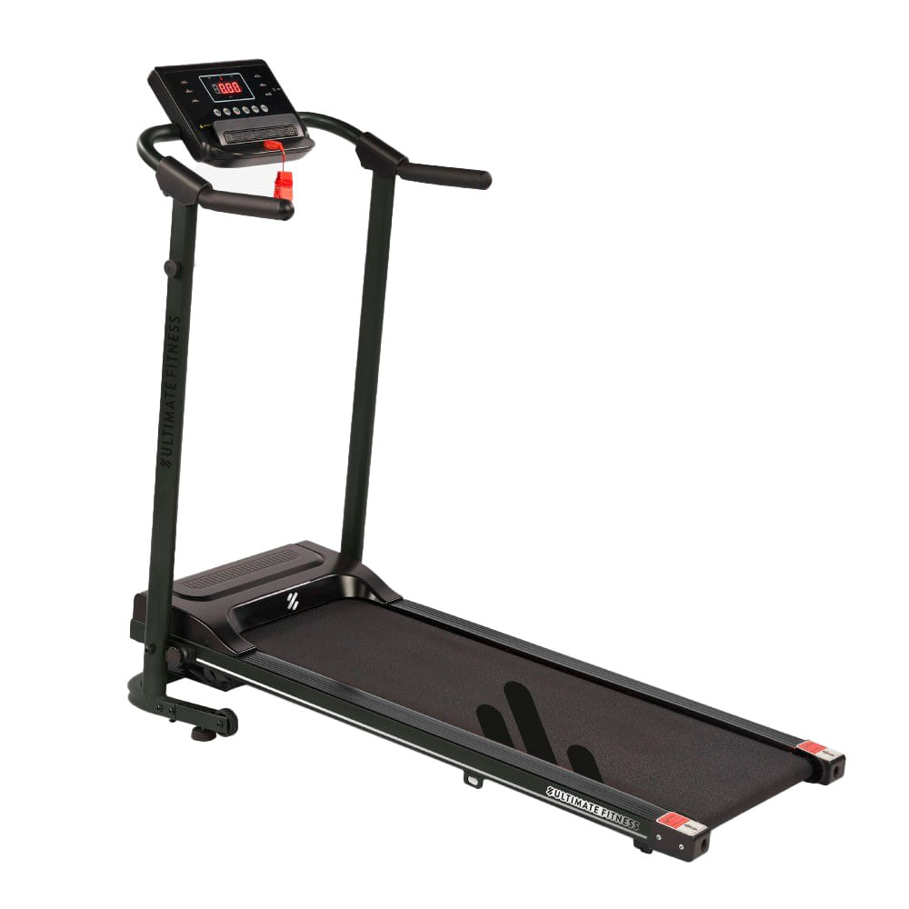 Trotadora eléctrica E100 MP3 Edition, ultra plegable, motor 1 HP, velocidad 10 KM/H, 12 programas, pantalla LED