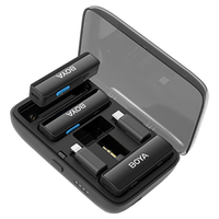 Micrófono inalámbrico BOYALINK, doble canal, reducción de ruido, batería 10 horas, 100 metros, USB-C, Lightning, estuche de carga