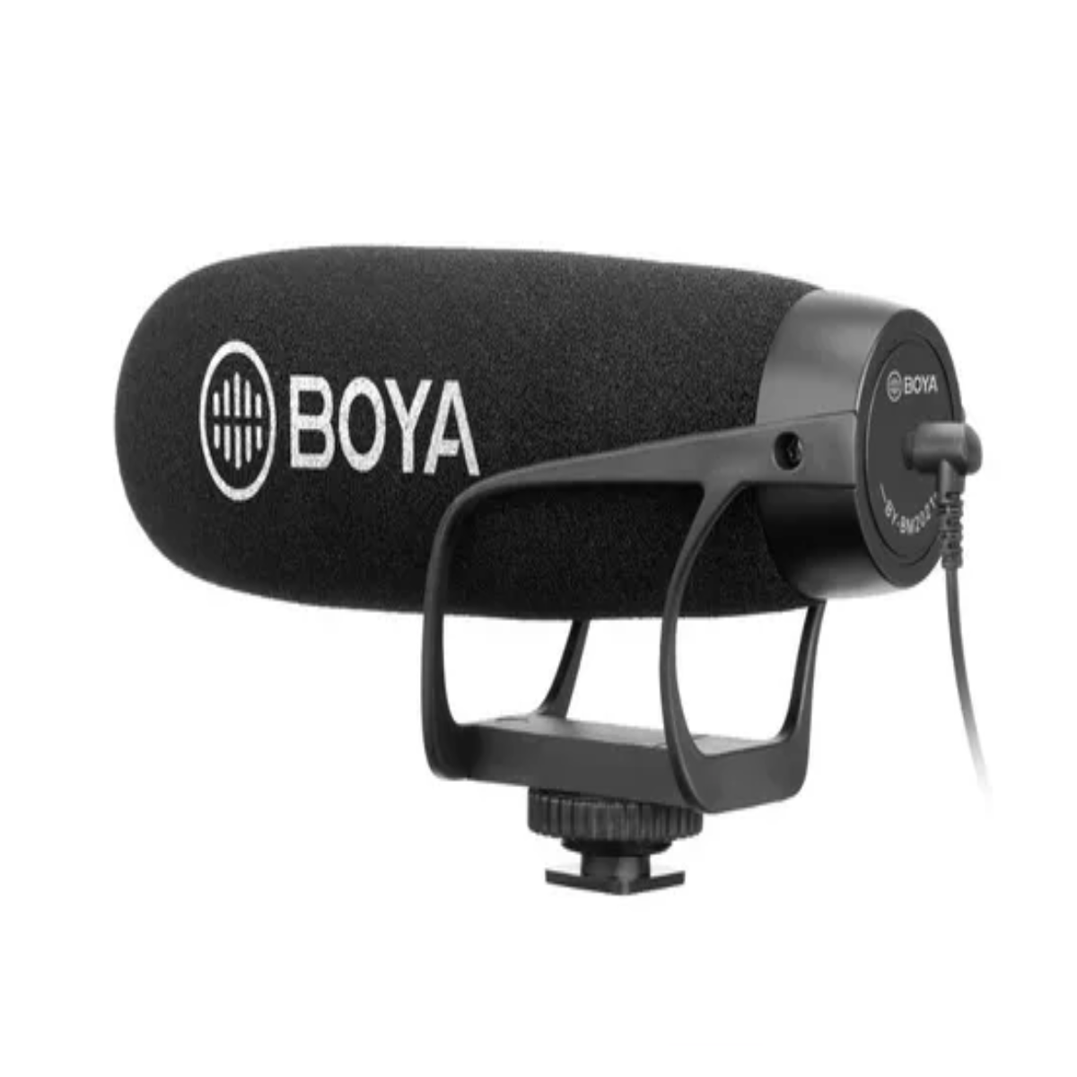 Micrófono BOYA BY-BM2021 Shotgun, supercardioide, sin batería, TRRS/TRS 3.5mm, compatible con cámaras y smartphones, negro