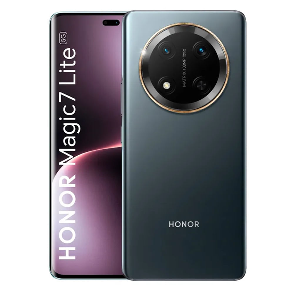 Celular Honor Magic7 Lite 5G 512GB, 8GB RAM, cámara trasera 108MP y frontal 16MP, 6.78", negro titanio
