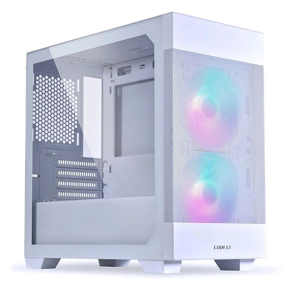 Gabinete Lian Li Lancool 205M Mesh Snow White, incluye 2 ventiladores ARGB, panel lateral de vidrio templado, sin fuente