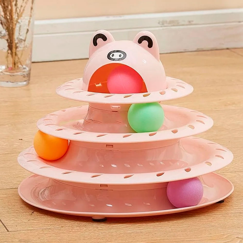 Imagen 2 del producto Torre juguete Anavapets, interactivo, 3 bolas móviles, para gatos, rosa
