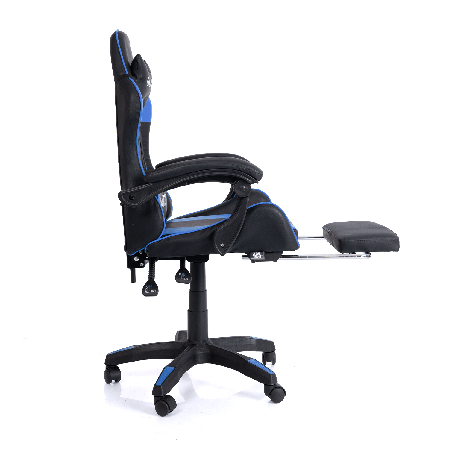 Imagen 2 del producto Silla Gamer ergonómica Blazze Loot, reclinable 135°, reposapiés integrado, almohada lumbar, azul