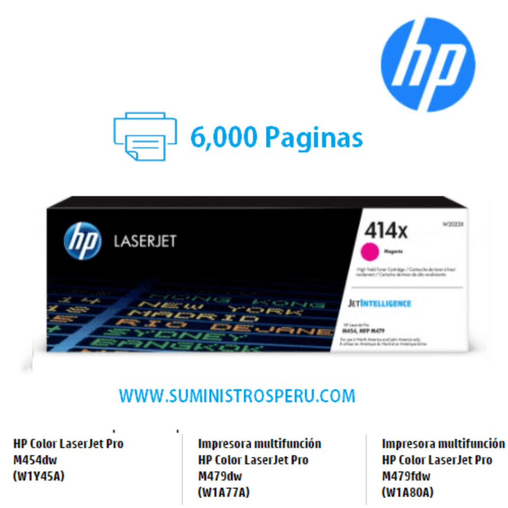 Imagen 2 del producto Tóner HP 414X W2021X, 6000 páginas, magenta