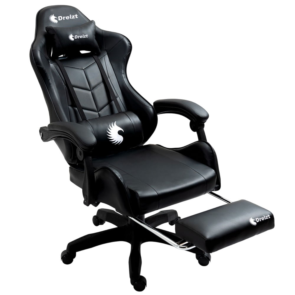 Silla gamer Dreizt Shine Series, carga máxima 120 kg, inclinación 155°, ergonómica, negro