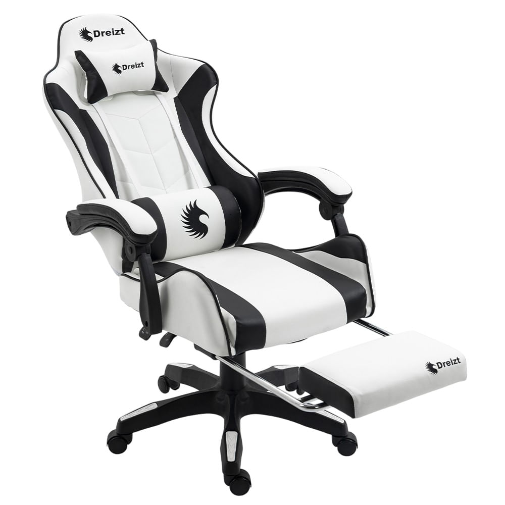 Silla gamer ergonómica Dreizt Shine Series, máx 120 kg, inclinación 155°, blanco