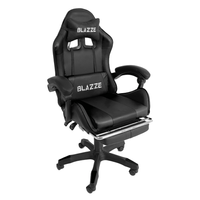 Silla Gamer ergonómica Blazze Loot, reclinable 135°, almohada lumbar, reposapiés integrados, ruedas de nylon PU, negro