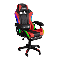 Silla Gamer RGB ergonómica Blazze Buff, respaldo reclinable 135°, luces RGB, rojo