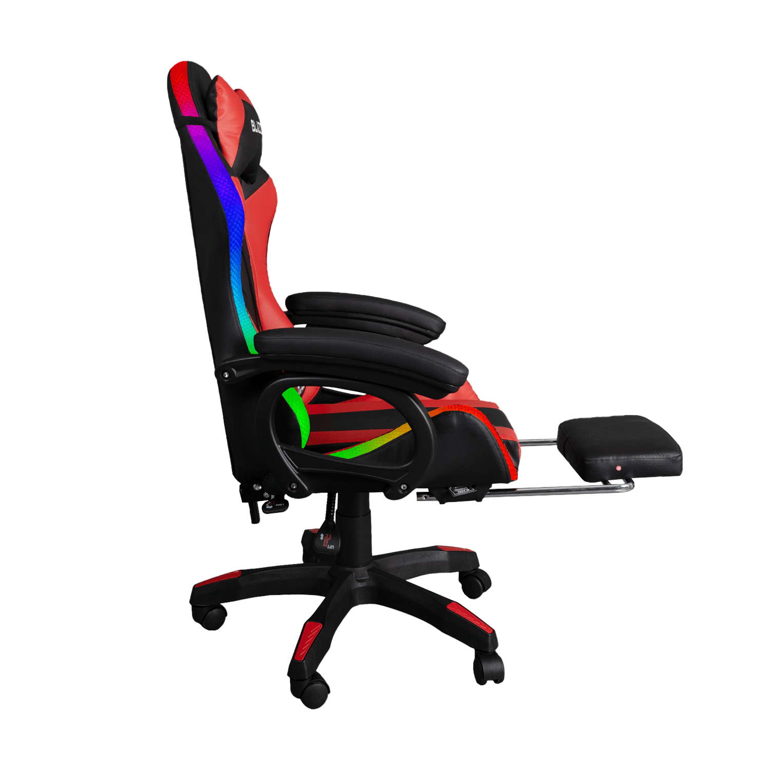 Imagen 2 del producto Silla Gamer RGB ergonómica Blazze Buff, respaldo reclinable 135°, luces RGB, rojo