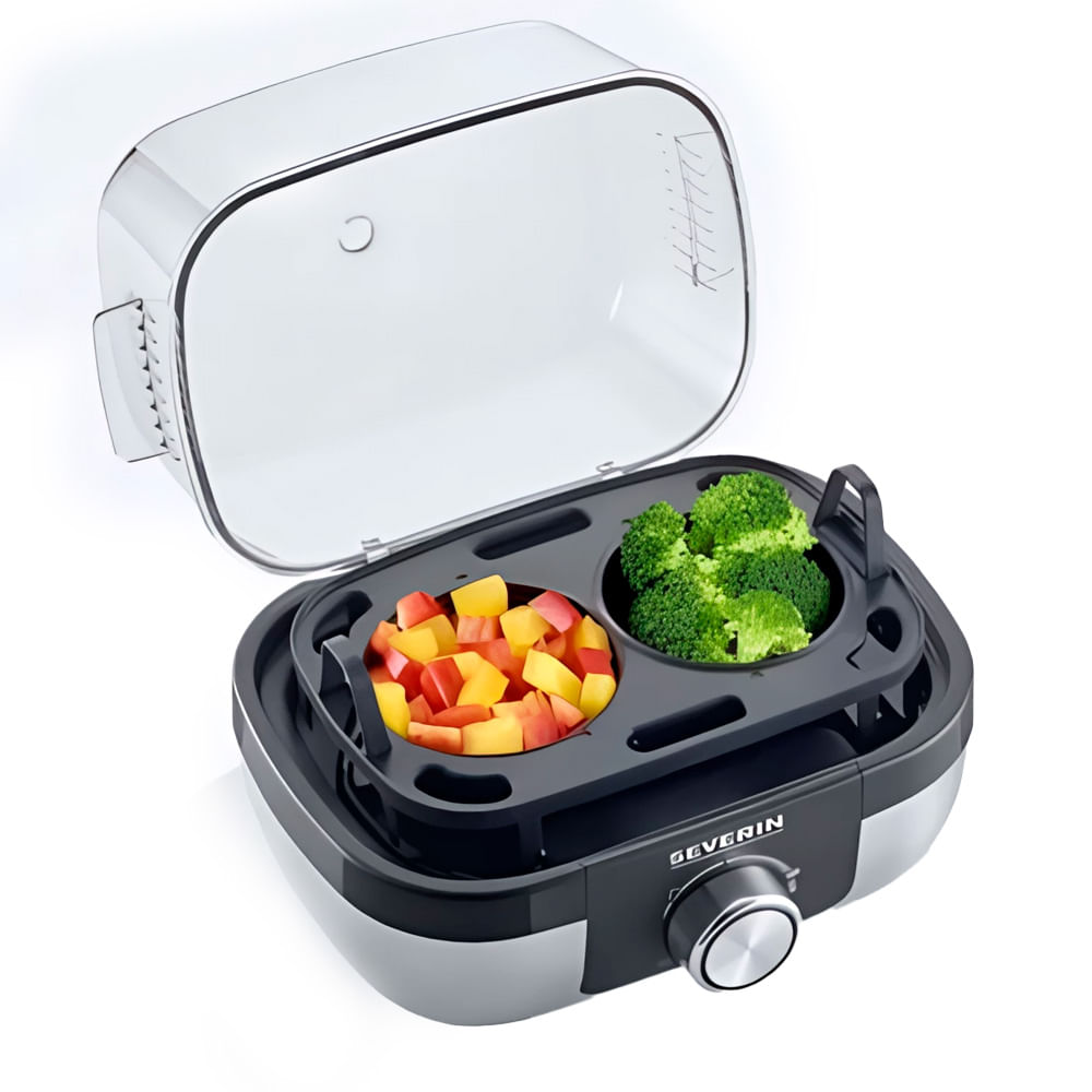 Hervidor de huevos y verduras Severin EK-3169 420w, 1-6 huevos, 3 niveles de cocción, placa anti-adherente