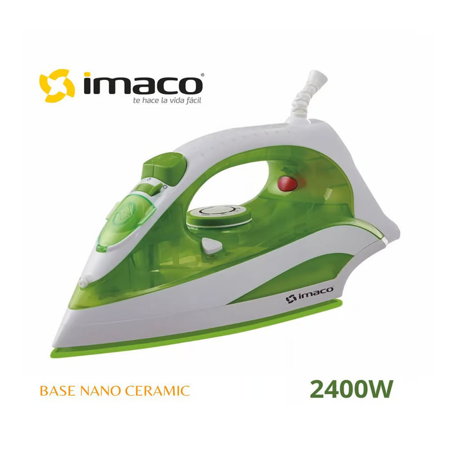 Imagen 2 del producto Plancha a vapor Imaco ETA2288 2400W, base nano cerámica, extra vapor, autolimpieza, verde