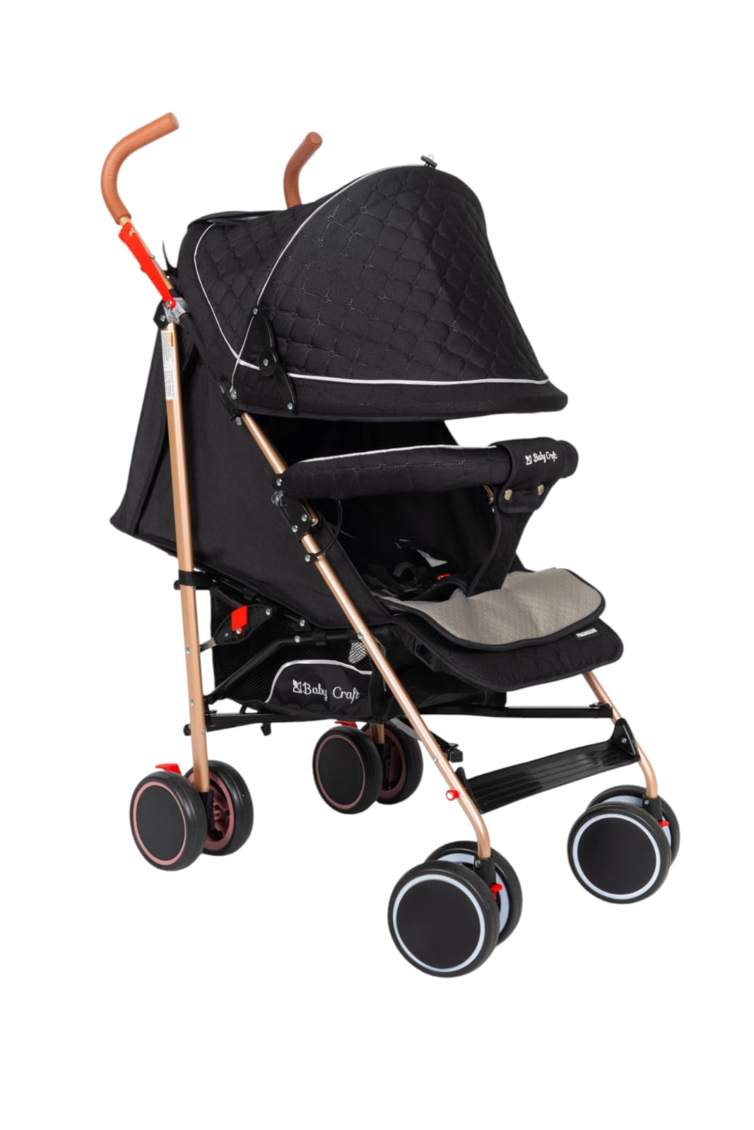 Coche bastón de lujo Vero Baby Happy, plegable, 8 ruedas, negro