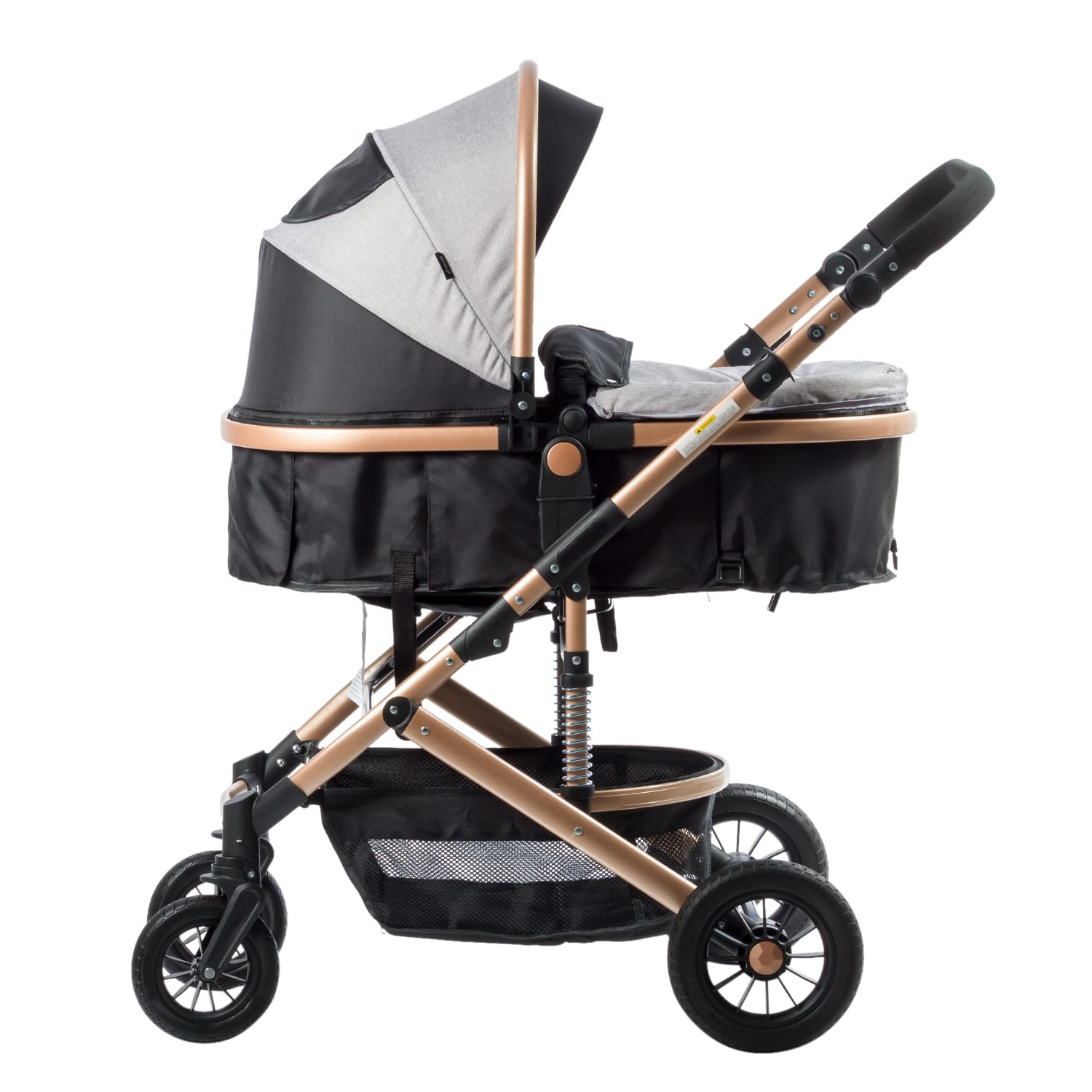 Coche moisés Ebaby de lujo, para bebé, acolchado, negro