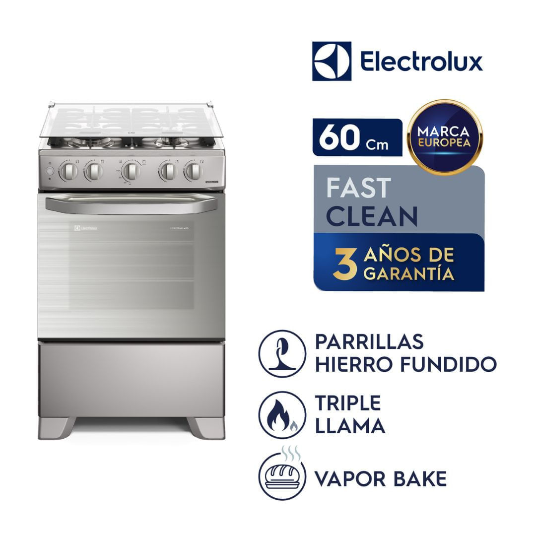 Imagen 2 del producto Cocina Electrolux FE4PMR Efficient VaporBake 12000 W, 4 quemadores, 70 litros, triple llama, plateado
