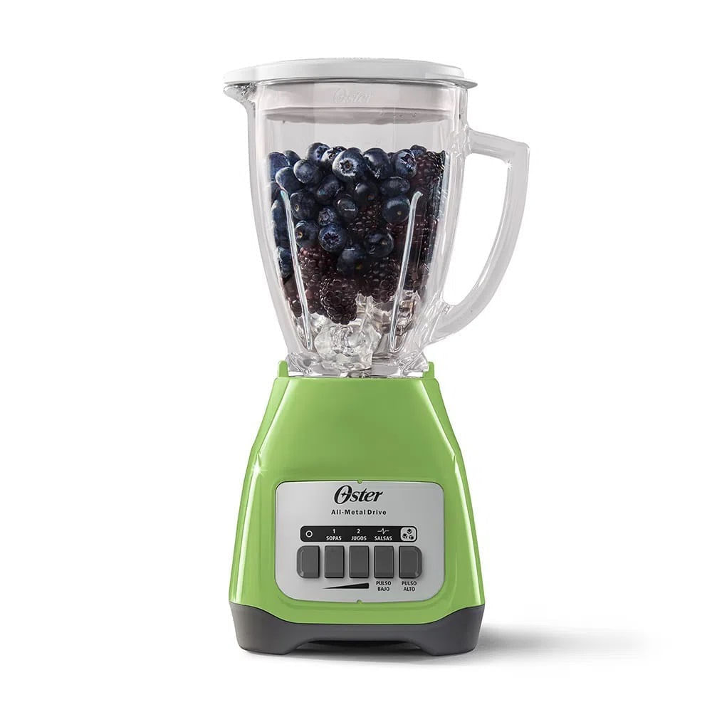 Licuadora Oster BLSTKAGKPB 800W, 2 velocidades, vaso de vidrio 1.5 litros, cuchilla trituradora de hielo, verde