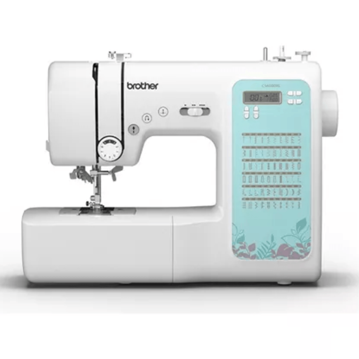 Máquina de coser Brother CS6000XL computarizada, 60 puntas incorporadas, 7 estilos de ojales automáticos, blanco