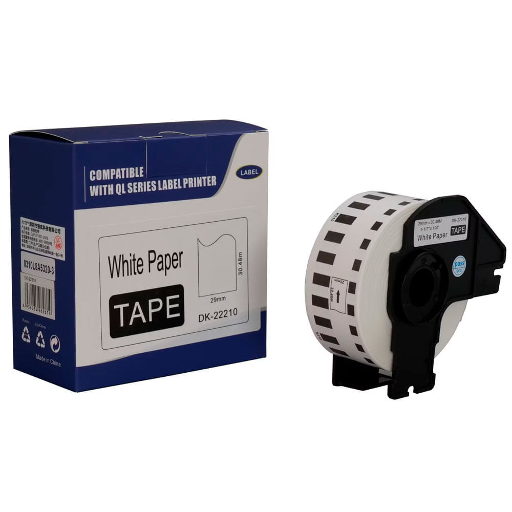 Imagen 1 del producto Etiqueta de rollo continuo DK-22210 (29mm X 30.4m) DK-2210, fondo blanco, letra negro