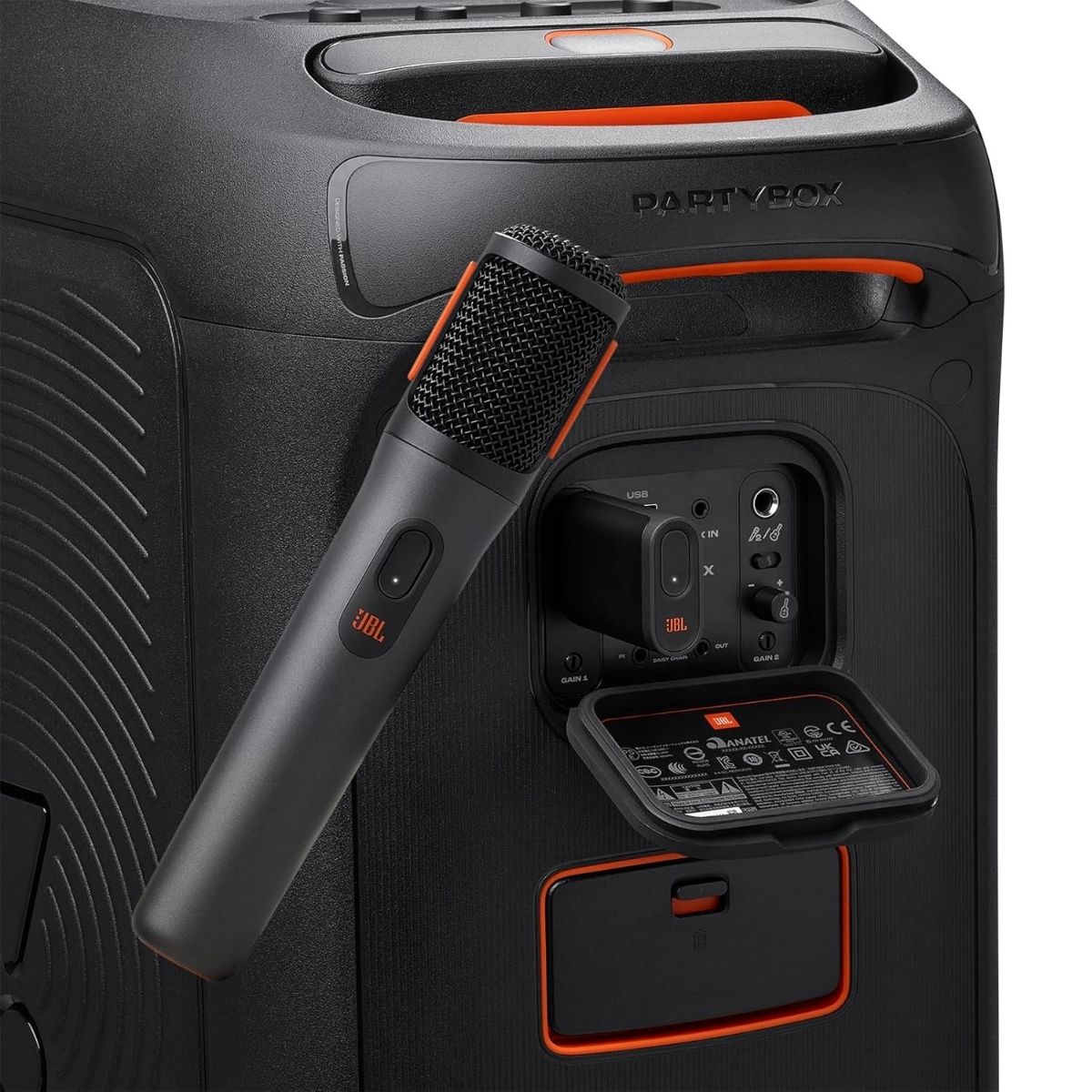 Imagen 2 del producto Micrófono inalámbrico JBL PartyBox recargable, karaoke, pack x 2, negro