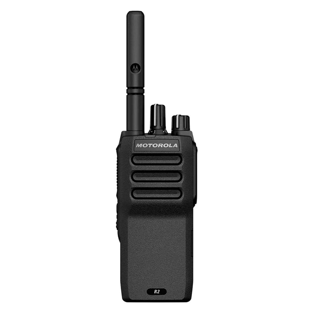 Radio portátil Motorola Mototrbo R2 dos vías, 64 canales, UHF 400-480 MHz, IP55, negro