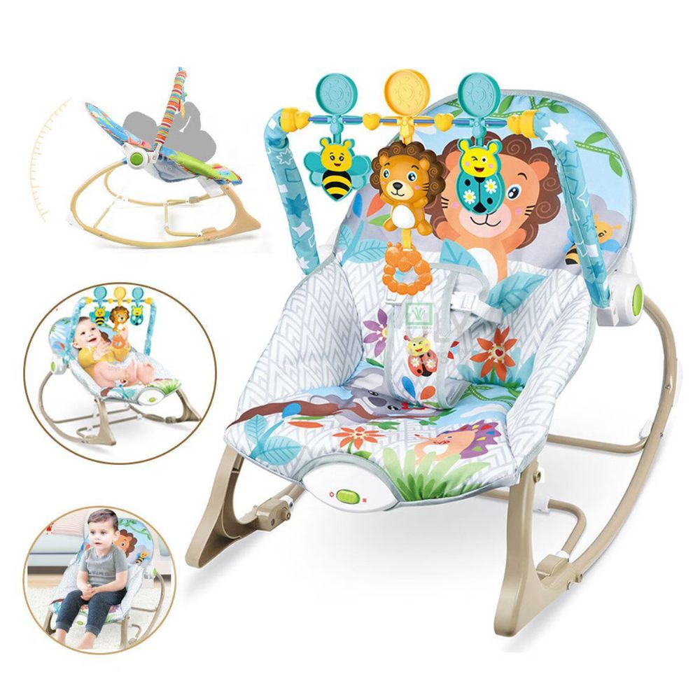 Imagen 2 del producto Silla mecedora Baby kitsrocker león, vibradora, musical, celeste