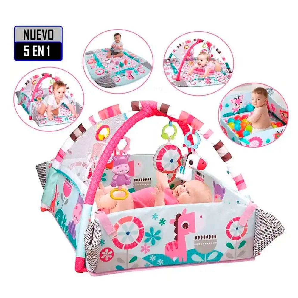 Imagen 2 del producto Gimnasio musical Baby Kits, 5 en 1, con pelotas, rosado