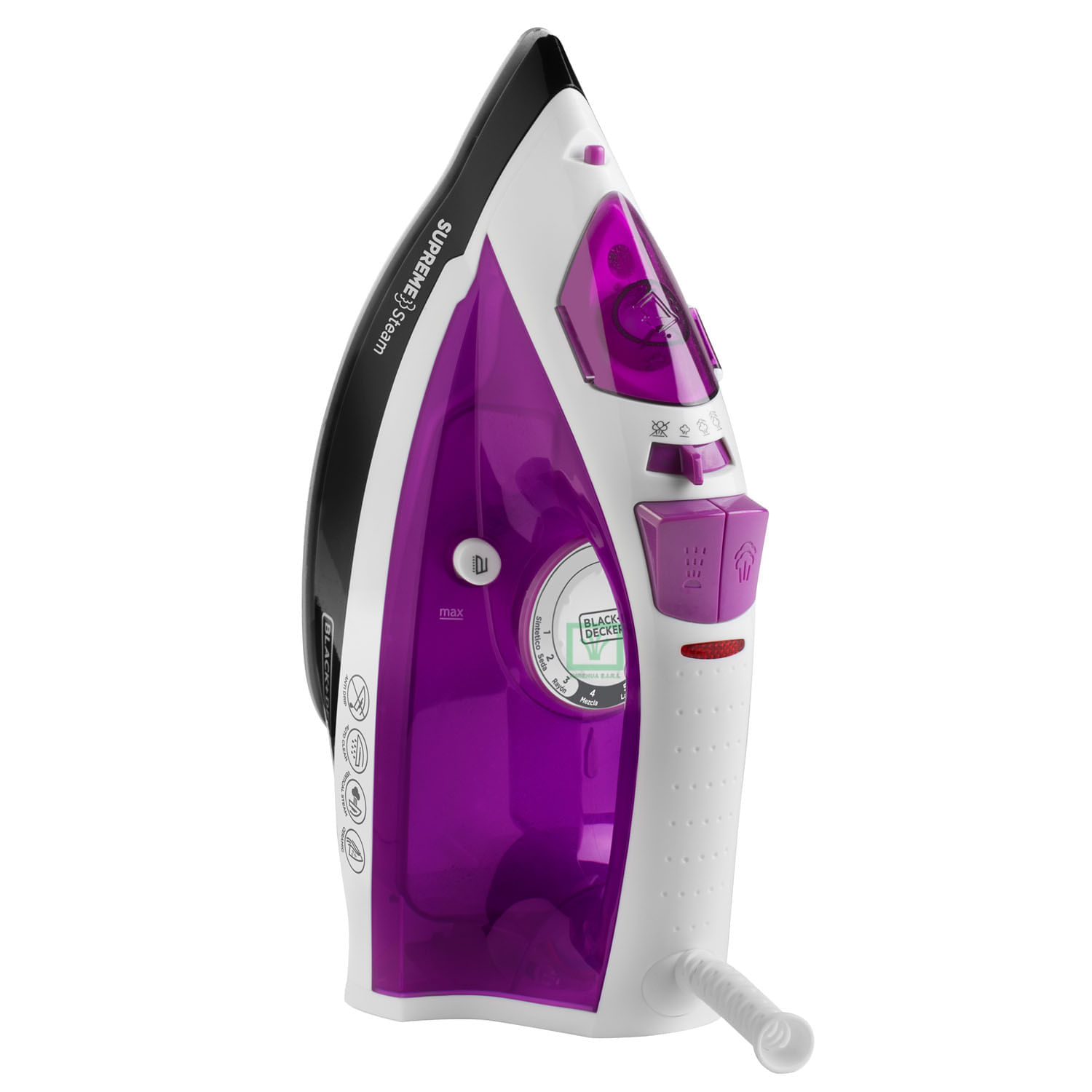 Imagen 1 del producto Plancha Black & Decker Supreme Steam IR23960 1200w, tanque 290 ml, vapor variable, rocío fino, morado