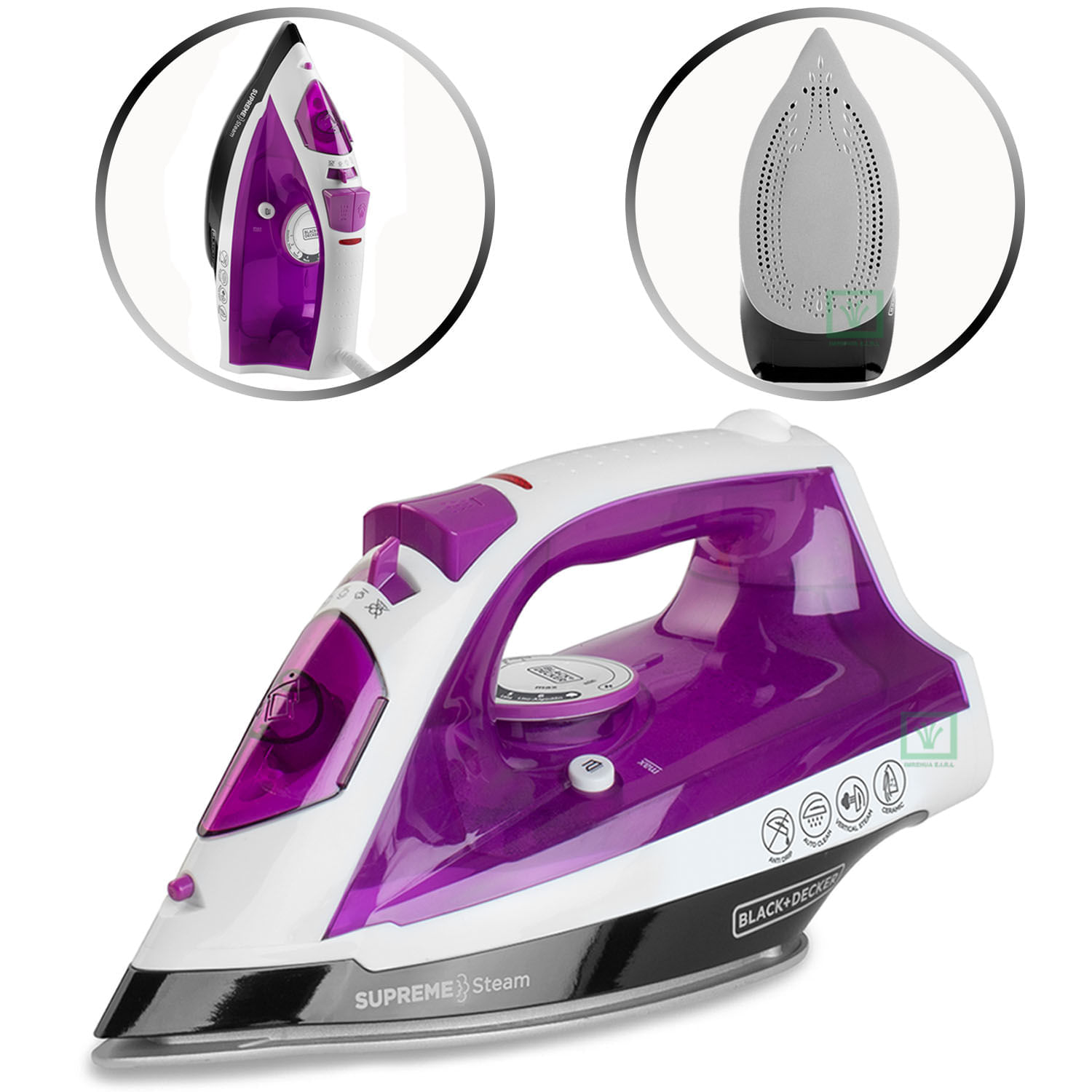 Imagen 2 del producto Plancha Black & Decker Supreme Steam IR23960 1200w, tanque 290 ml, vapor variable, rocío fino, morado