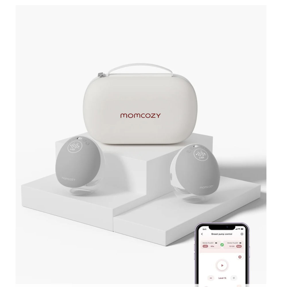 Imagen 2 del producto Extractor de leche Momcozy M9, manos libres, control por App + bolsas de almacenamiento, gris