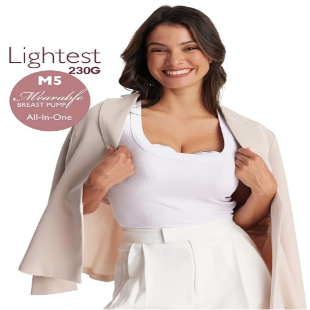 Imagen 2 del producto Extractor de leche Momcozy M5, manos libres + bolsas de almacenamiento, gris
