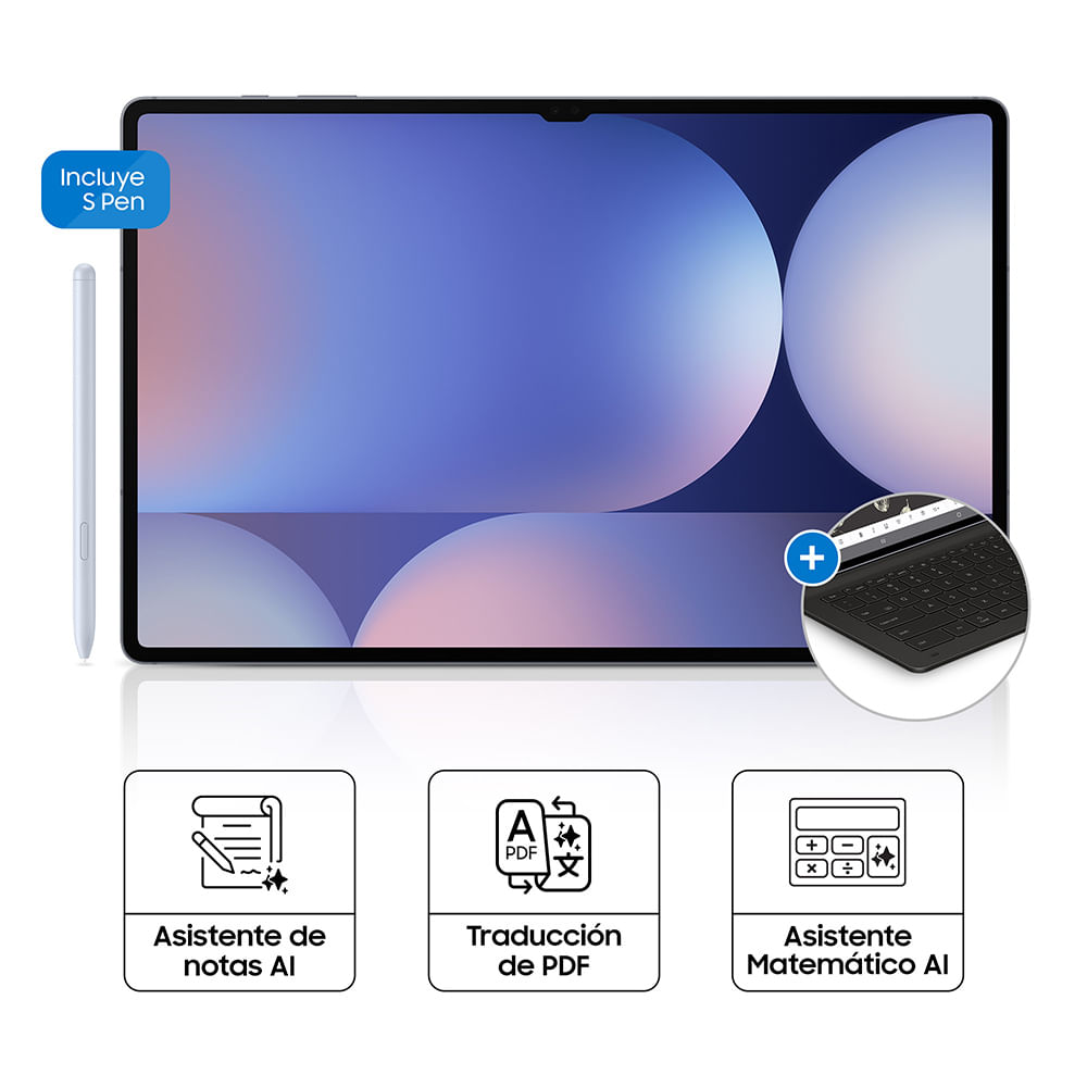 Imagen 2 del producto Tablet Samsung Tab S10 Ultra 14.6"" 256GB, 12GB RAM, cámara principal 13MP+8MP y frontal 12MP+12MP, 11200 mAh, gris + Lápiz + Teclado