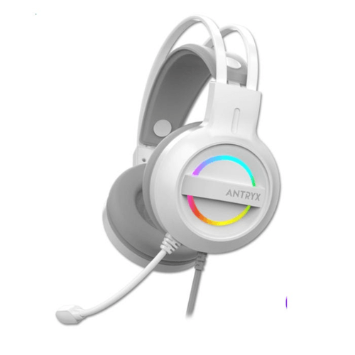 Audífonos gamer Antryx Iris-W rainbow, cableado con micrófono, 7.1, virtual, surround, gris